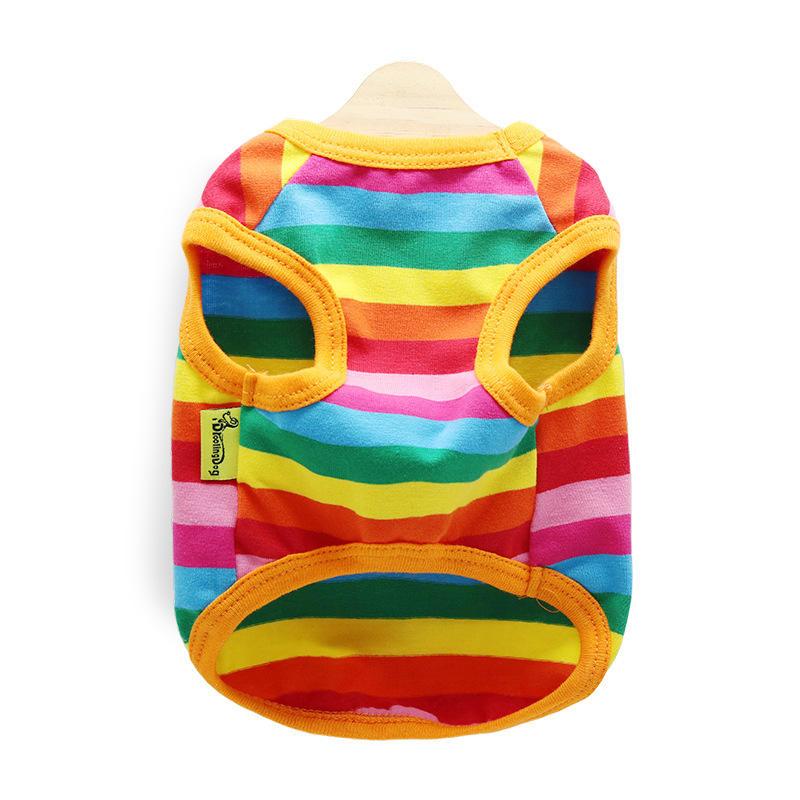 Rainbow Striped Pet Cotton Thin Vest New Fashionable Dog Birthday T Shirts Clothes