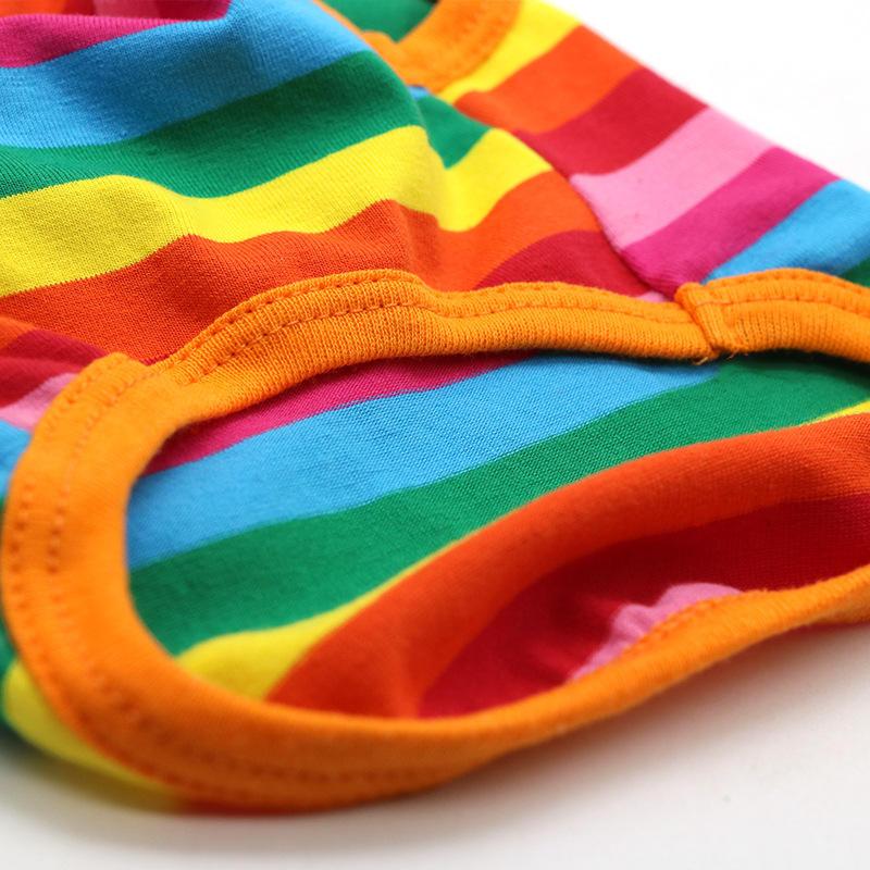 Rainbow Striped Pet Cotton Thin Vest New Fashionable Dog Birthday T Shirts Clothes