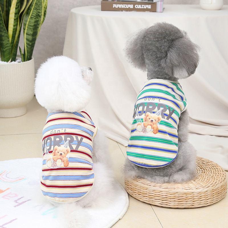 Custom Soft Cotton Stripes Organic Cotton Summer Dog Tshirt Pet Clothes