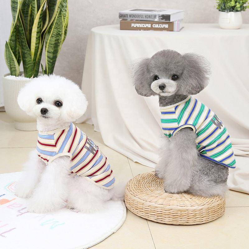 Custom Soft Cotton Stripes Organic Cotton Summer Dog Tshirt Pet Clothes