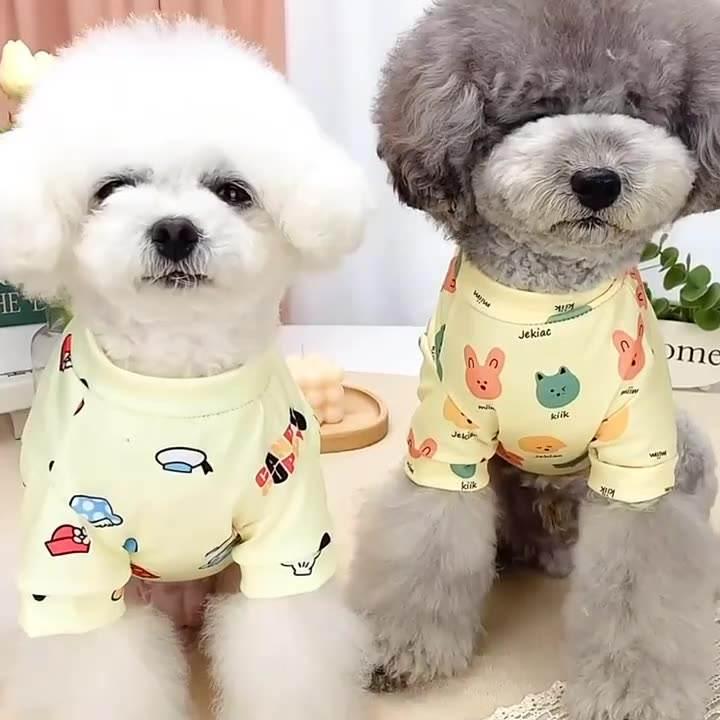 Spring Summer New Cartoon Print T-shirt Simple Cheap Dog Pet Clothing For Small Medium Dog