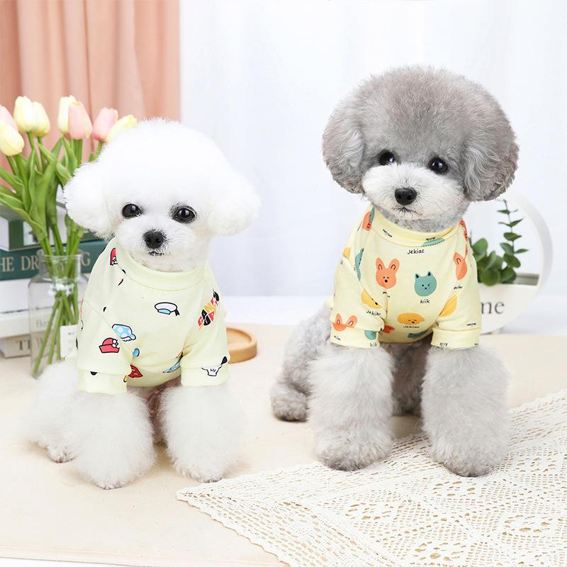 Spring Summer New Cartoon Print T-shirt Simple Cheap Dog Pet Clothing For Small Medium Dog