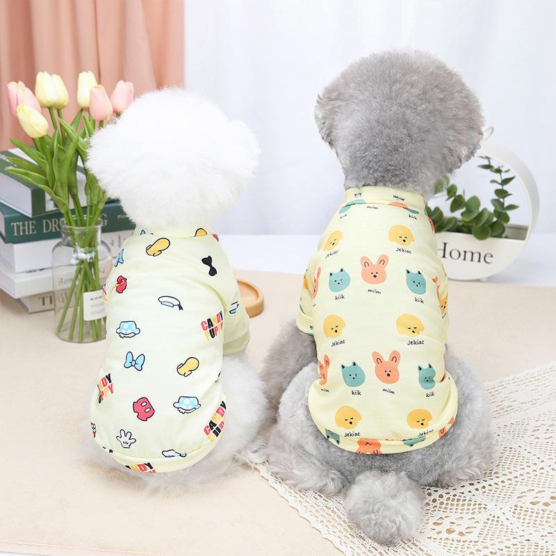 Spring Summer New Cartoon Print T-shirt Simple Cheap Dog Pet Clothing For Small Medium Dog