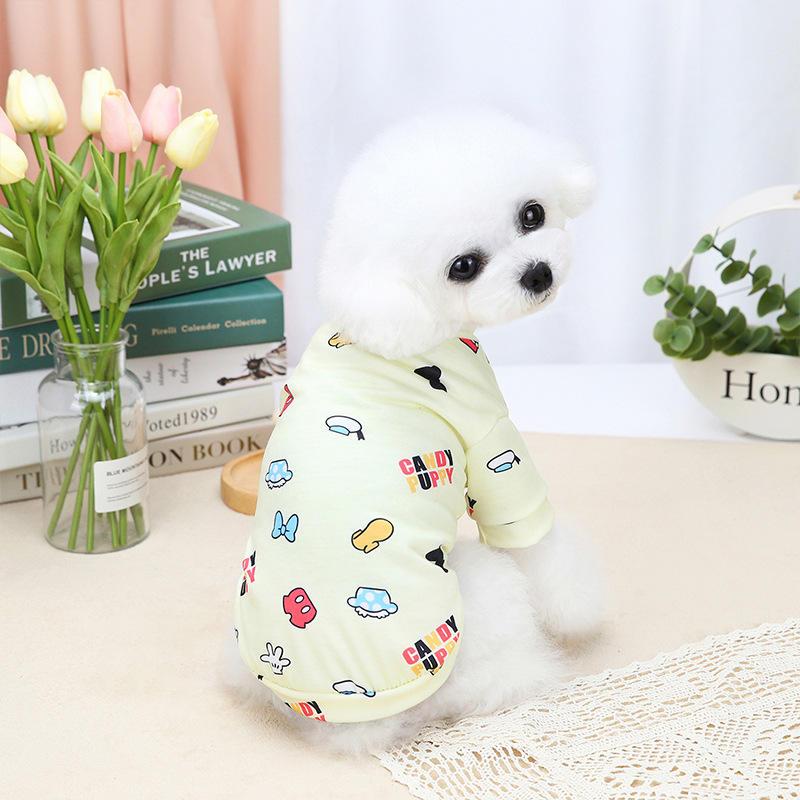 Spring Summer New Cartoon Print T-shirt Simple Cheap Dog Pet Clothing For Small Medium Dog