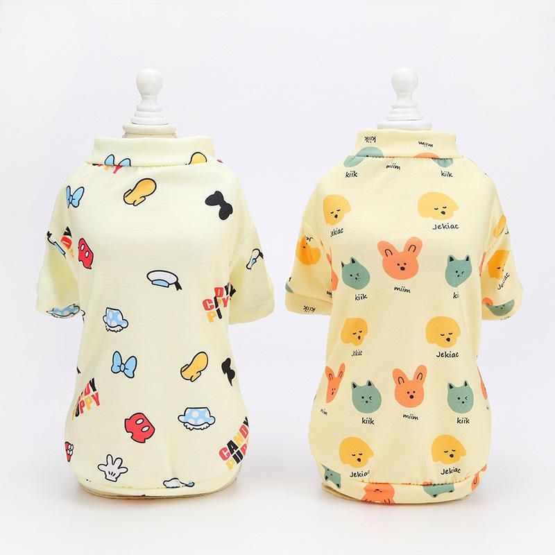 Spring Summer New Cartoon Print T-shirt Simple Cheap Dog Pet Clothing For Small Medium Dog