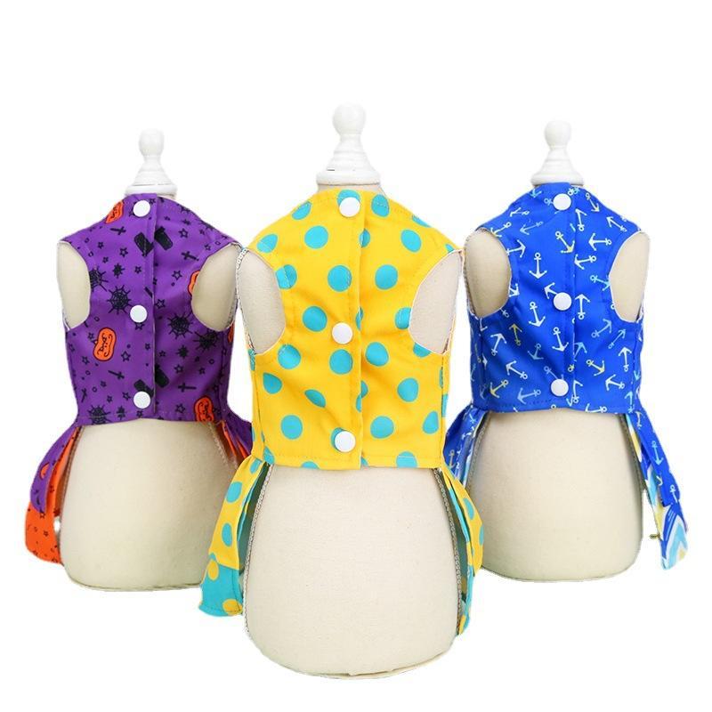 Custom Summer Cute Comfortable Cotton Designer Dog Harness Dress Wholesale Dog Clothes