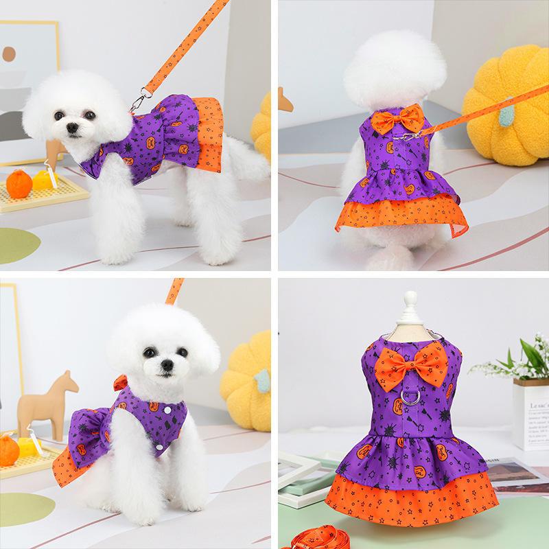 Custom Summer Cute Comfortable Cotton Designer Dog Harness Dress Wholesale Dog Clothes