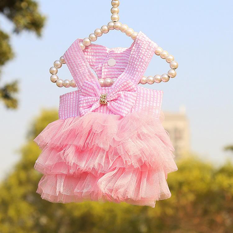 Spring Summer New Dog Cat Clothes Pet Striped Suspenders Mesh Cute Skirt Dress