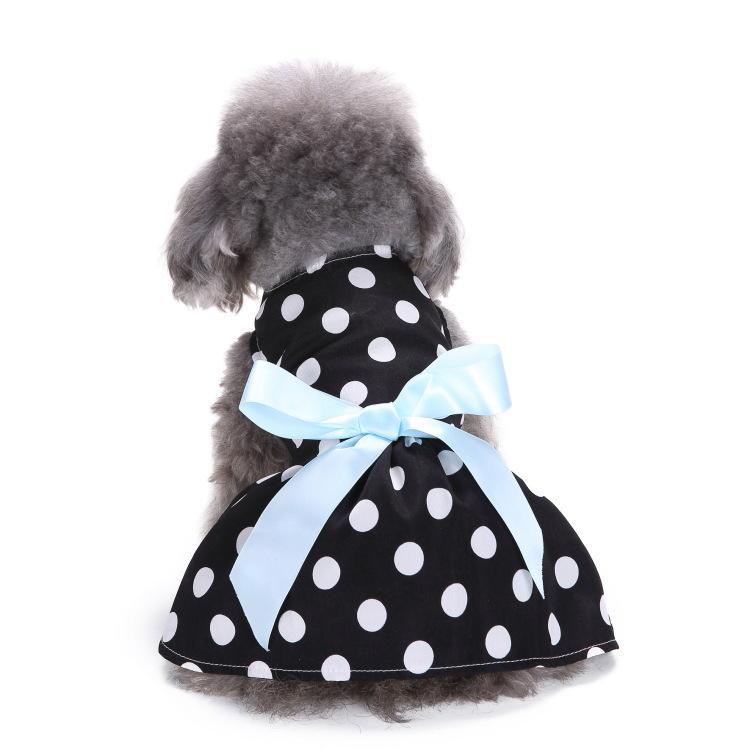 Luxury Cute Polka Dot Ribbon Cozy Sleeveless Summer Dog Clothes Shirt Sundress Pet Dog Dress