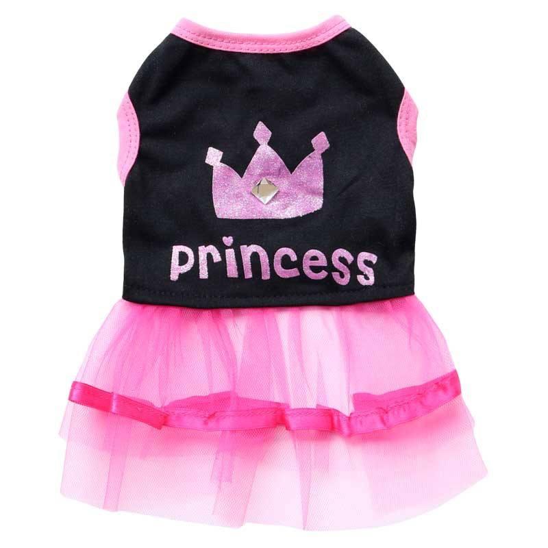 Fashion Black Rose Crown Lace Princess Lovely Dress For Dog