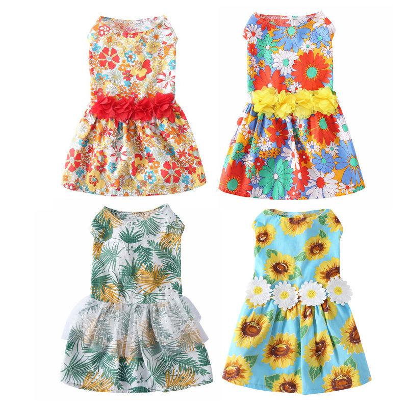 Flower Skirt Dog Clothes Dress Sleeveless Summer Luxury Pet Dog Dress