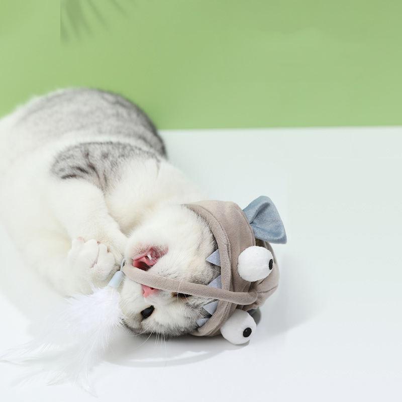 Wearing Cat Teaser Stick Custom Wholesale Cat Cap Play Toys Cat Accessories