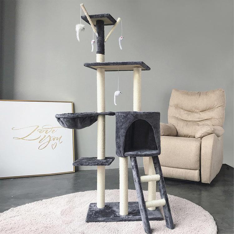 Five Floors Luxury Wooden Scratching Furniture Cat Tree House