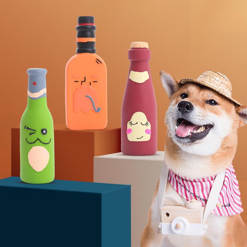 New Wine Bottles Best Selling Dog Toys Custom Design Latex Chew Pet Toy