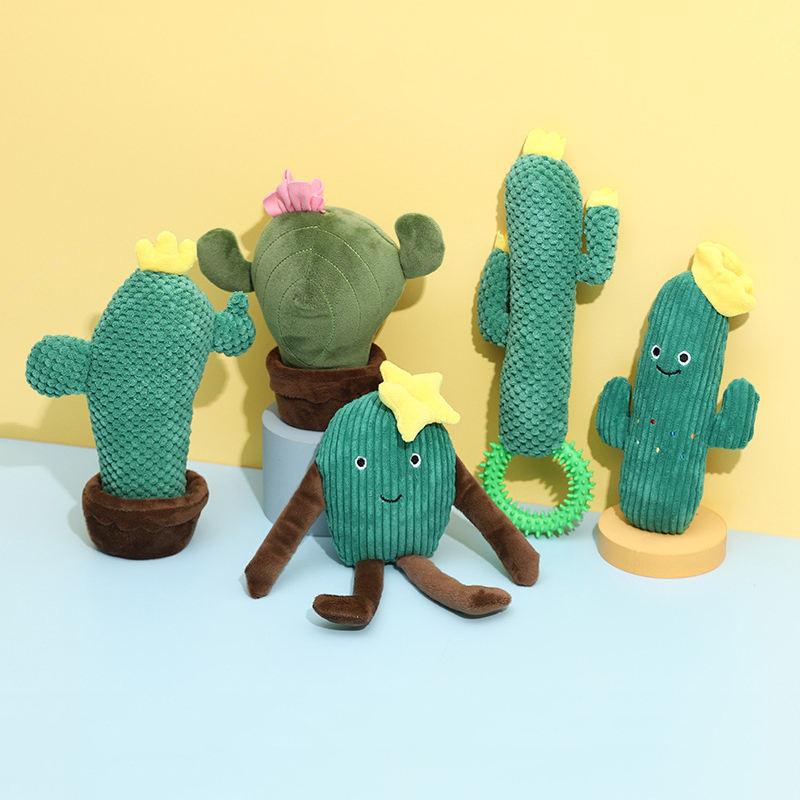 2023 Wholesale Custom Cactus Interactive Plush Pet Squeak Toy Dog Chew Toy