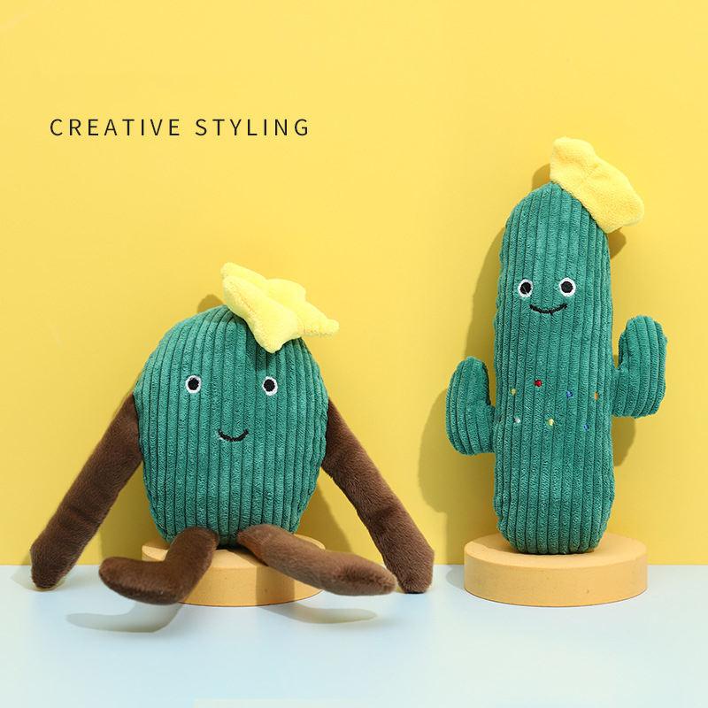 2023 Wholesale Custom Cactus Interactive Plush Pet Squeak Toy Dog Chew Toy