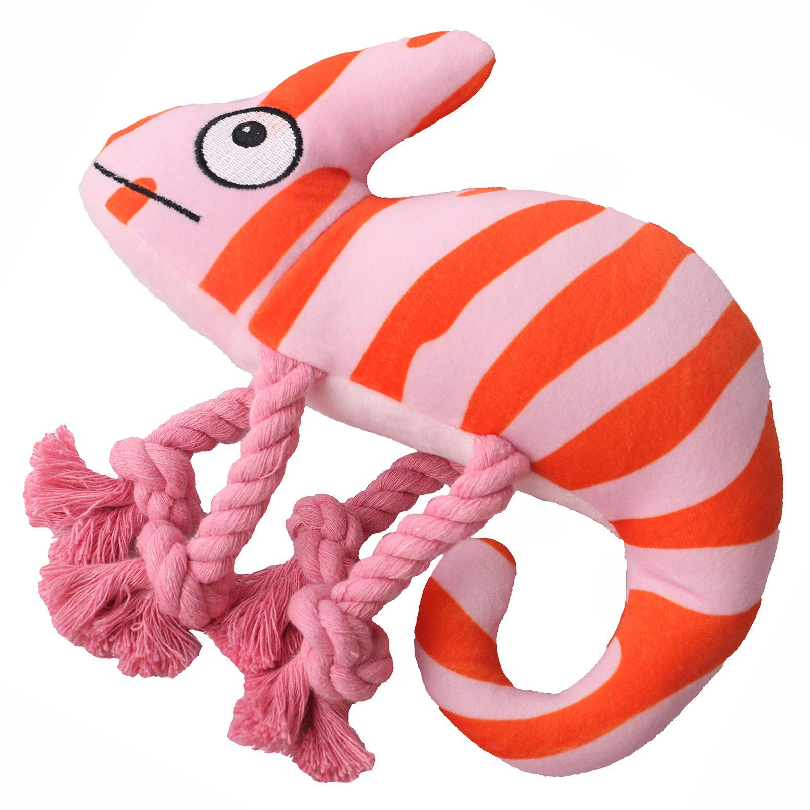 Double Layered Lizard Soft Durable Modern Squeaky Plush Dog Rope Chew Toy