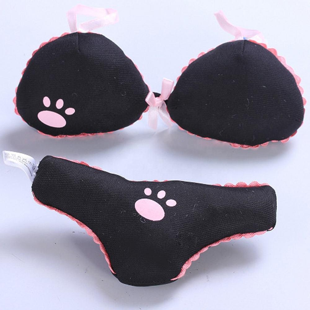 New Design Funny Bikini Shaped Classic Pink Plush Squeaky Sexy Dog Toy