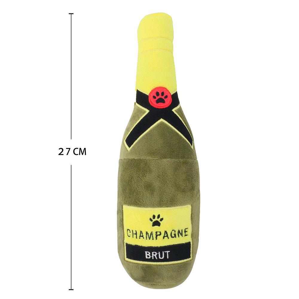 27 Cm Plush Stuffed Durable Champagne Bottle Squeak Pet Dog Chew Toy