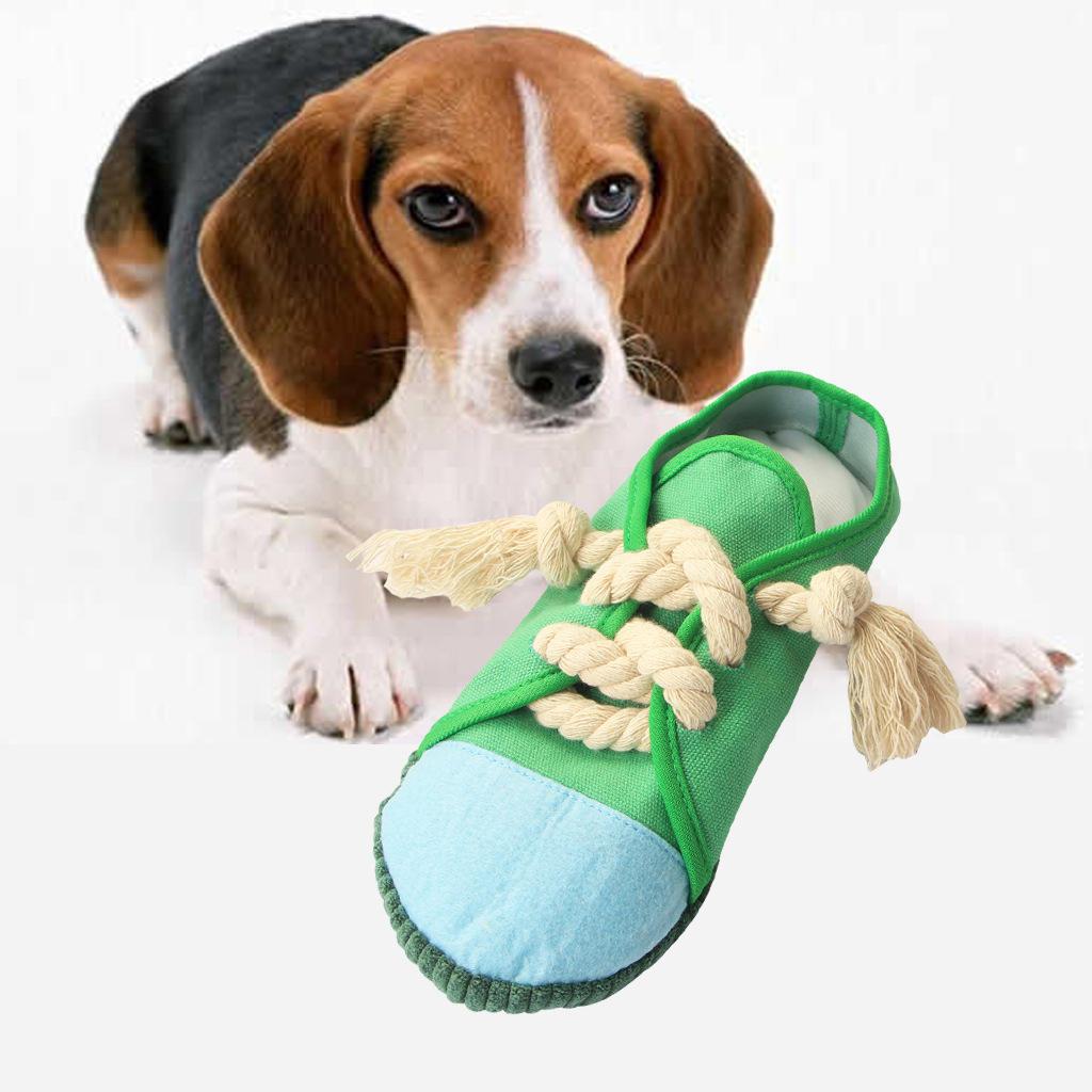 Pet Accessories Supplies Wholesale Simulation Canvas Shoes Voice Toys Dog Grinding Teeth Cleaning Teeth Pet Toy High Quality