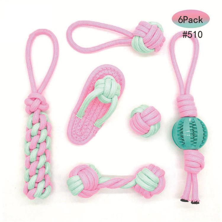 Hot Style Cute Custom Leaking Ball Cotton Rope Durable Chew Dog Toy Set