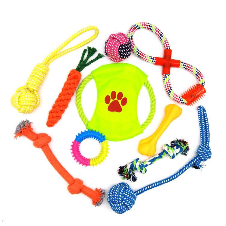 Durable Cotton Rope Pet Toys Fun Set Combination Pet Cotton Rope Dog Toys Resist Bite Cleaning Teeth