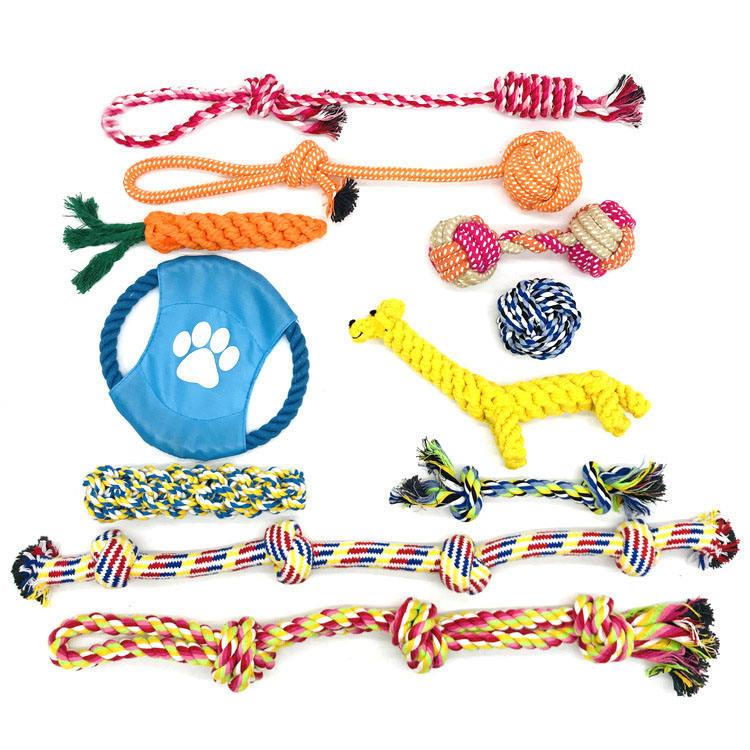 Durable Cotton Rope Pet Toys Fun Set Combination Pet Cotton Rope Dog Toys Resist Bite Cleaning Teeth