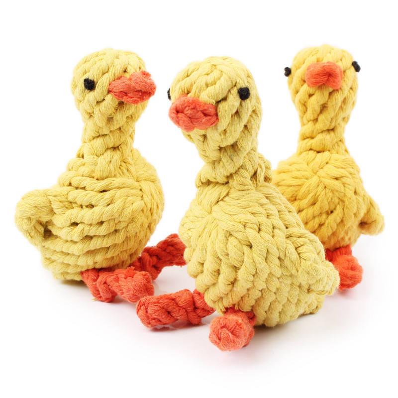 Top Quality Pet Custom Durable Eco-friendly Unbreakable Duck Shaped Braided Rope Dog Toy