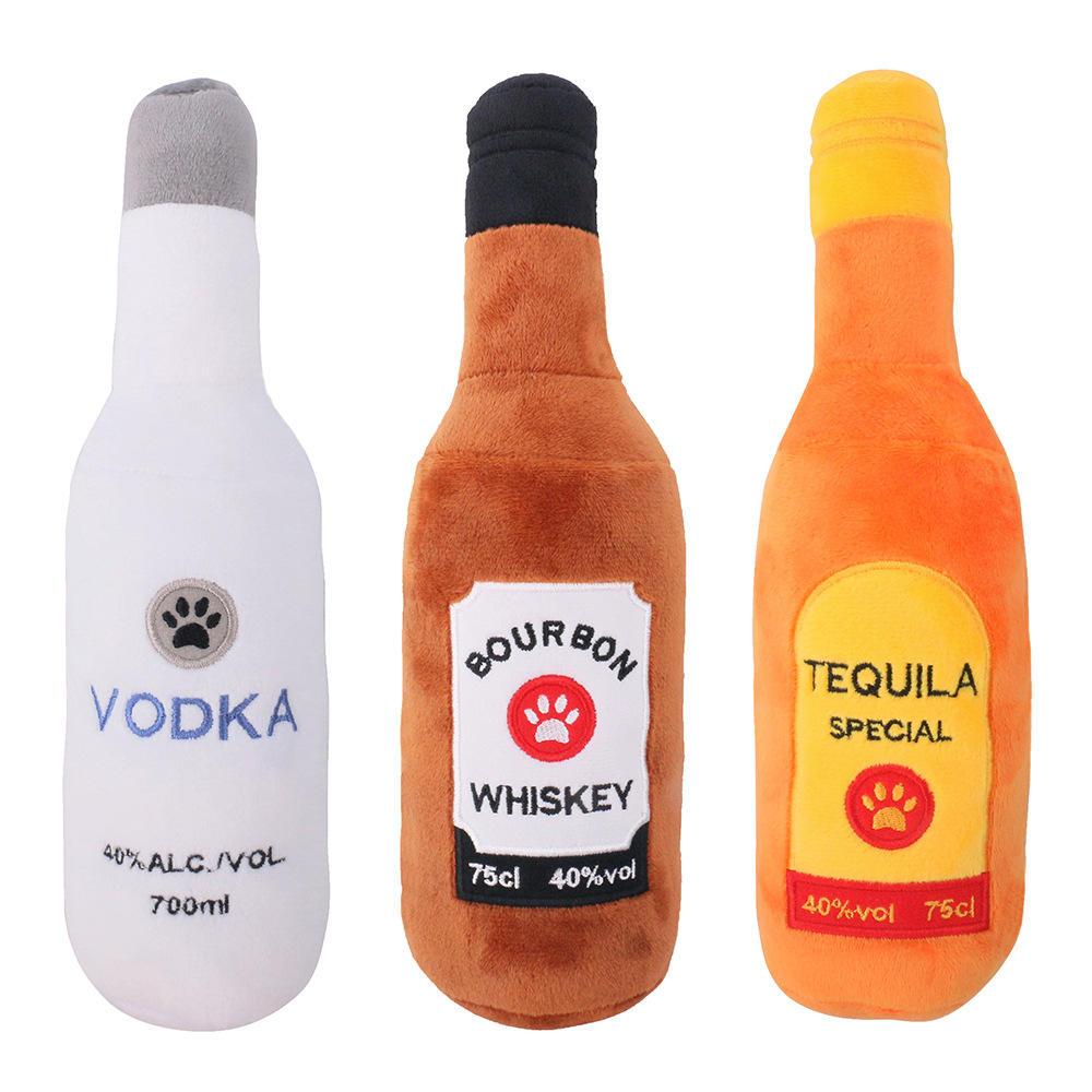 26cm Plush Whiskey Bottle Soft Sound Pet Squeak Toys Dog Toy Manufacturers Supplier