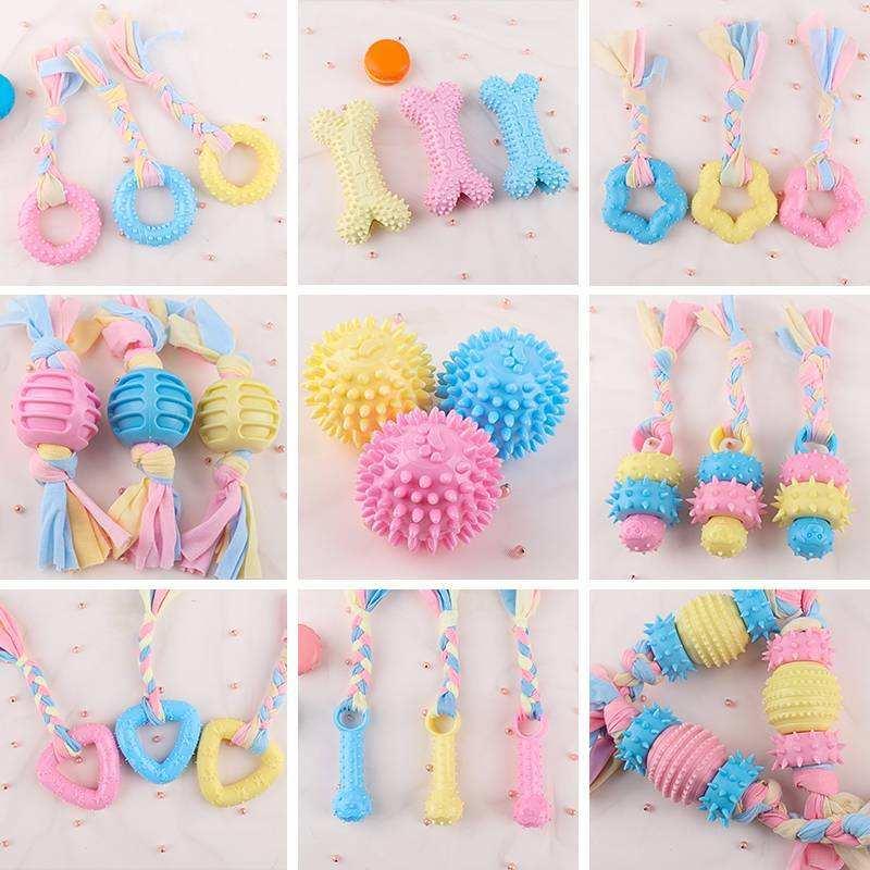 Wholesale Small Puppy Dog Bone Biting Dog Toy Ball Teething Tpr Material Teeth Cleaning