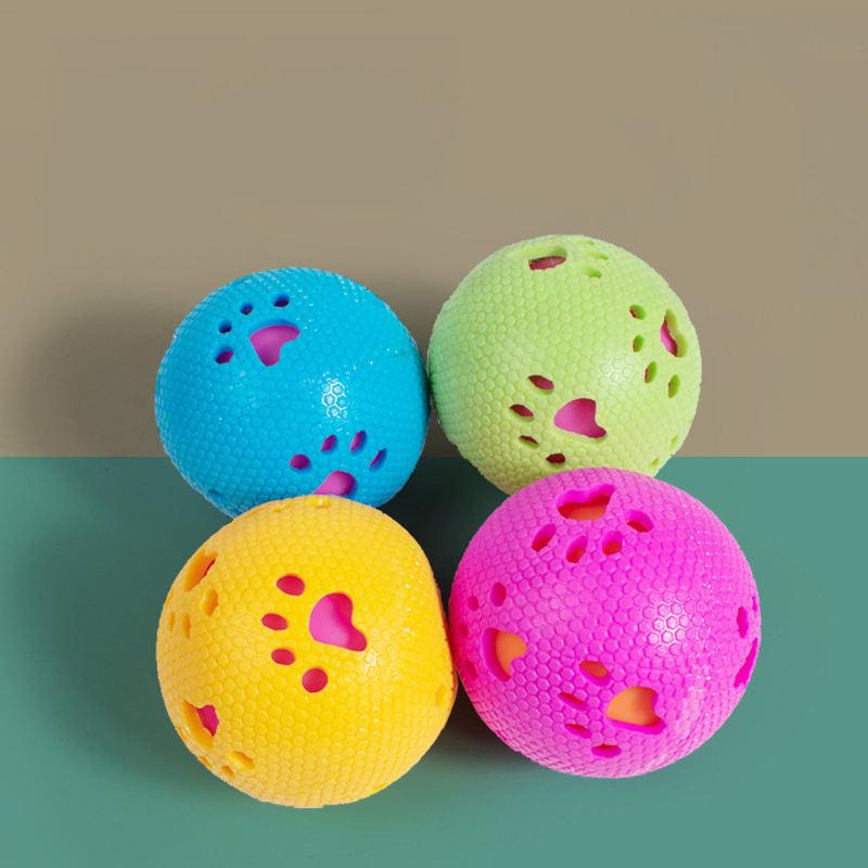 Factory High Quality Hollow Out Squeaky Interactive Tpr 7.5cm Rubber Durable Funny Dog Ball Toy