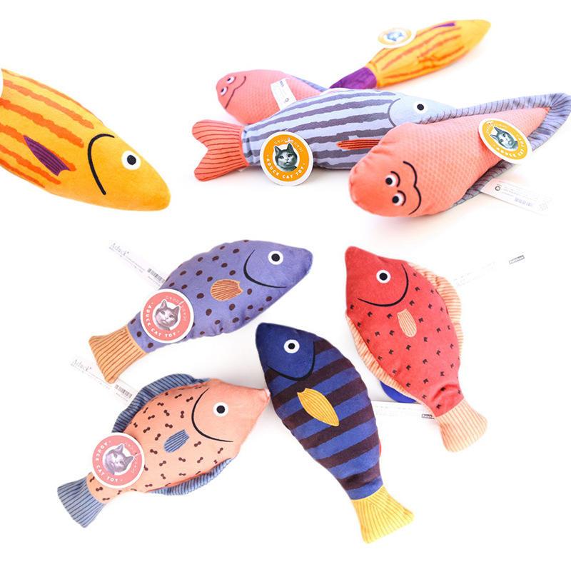 Multi Designs Natural Catnip Filled Interactive Cat Fish Toy Wholesale Cute Stuffed Soft Plush Fish