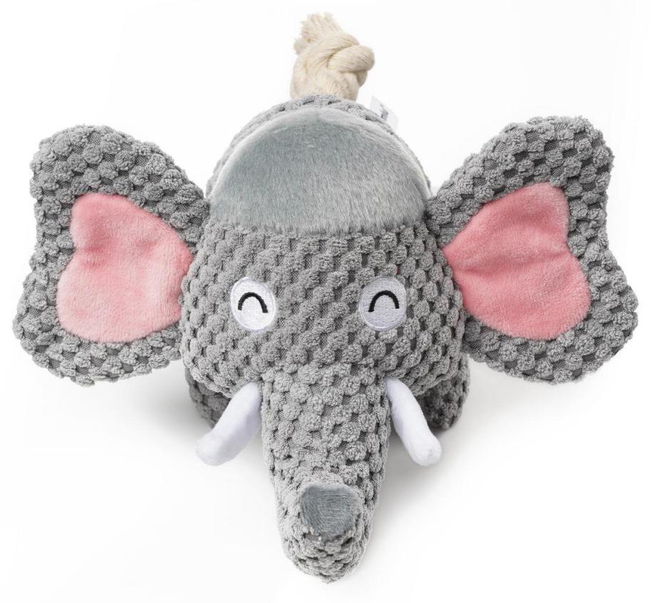 Cartoon Elephant Shape Airbag Sound Squeaky Interactive Plush Dog Pet Chew Toy