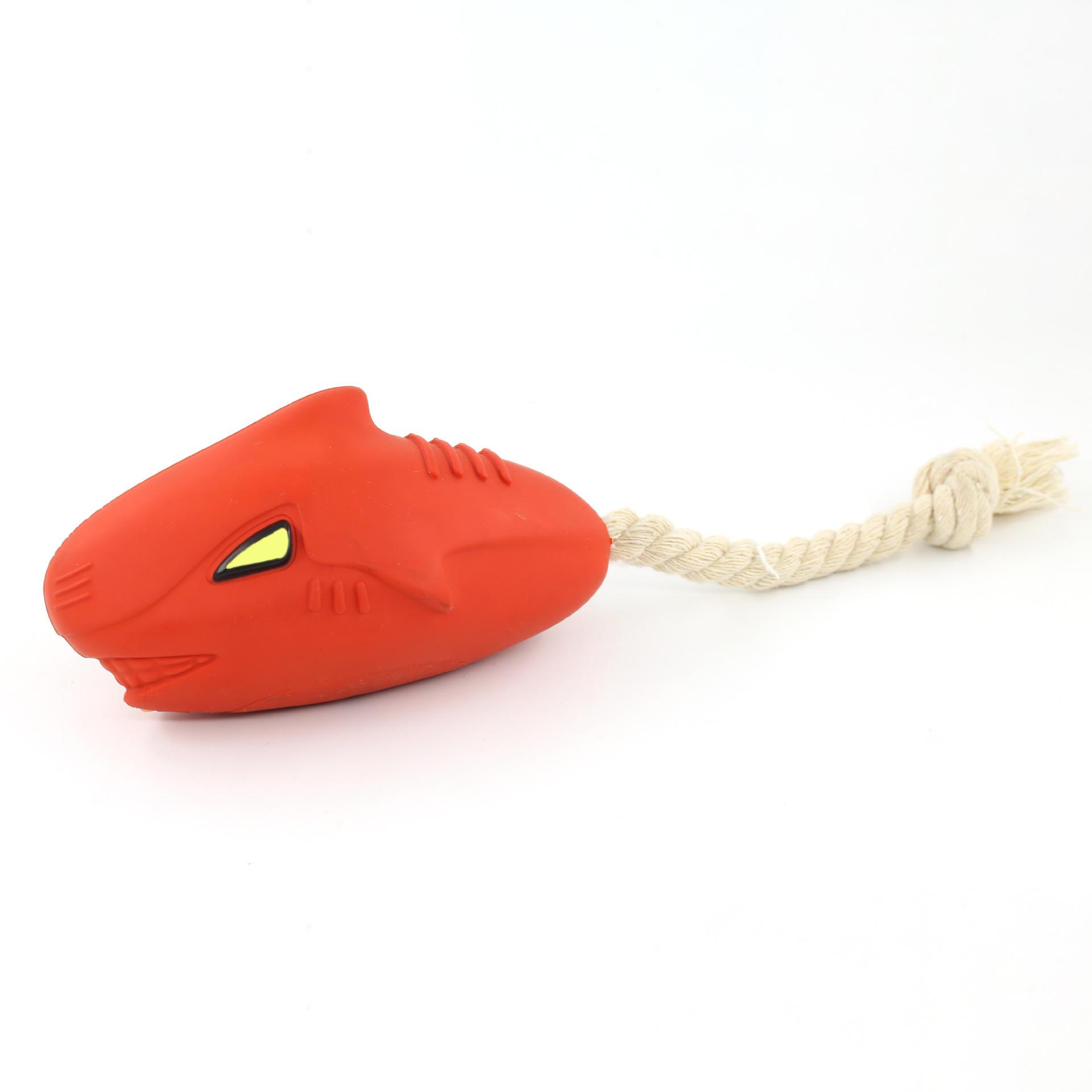 Hot Selling Dog Bite Rope Molar Chew Resistant Toy Tpr Shark Sound Squeaker Dog Toy