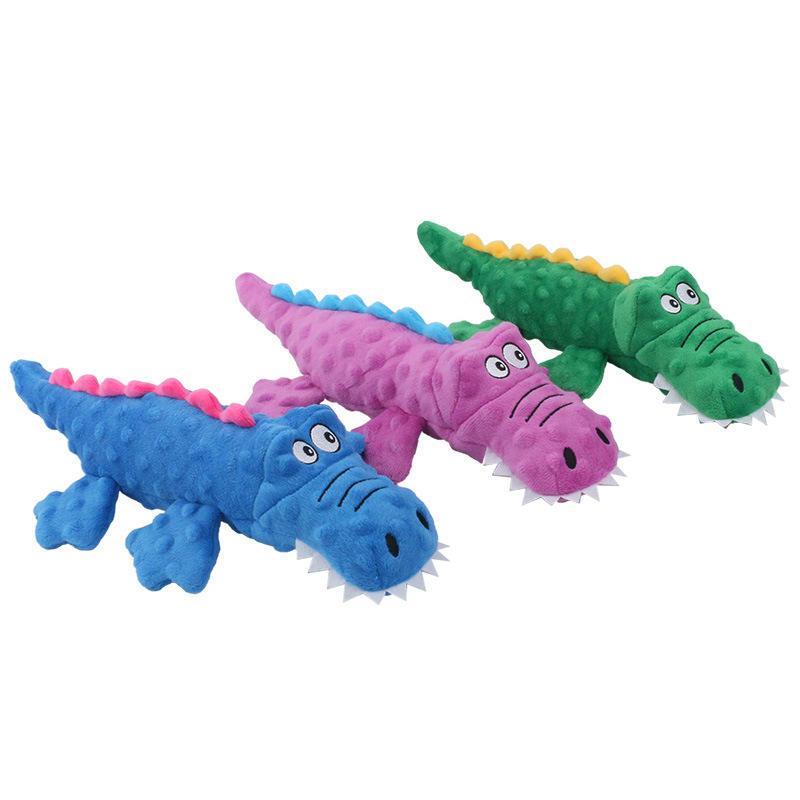 New Pet Plush Toy Voice Crocodile Teeth Bite Resistant Cute Cartoon Dog Toy Squeaky Pet Supplies