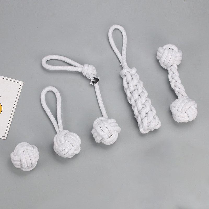 China Wholesale Durable Pet Toys Hot Sale Solid Color Cotton Rope Woven Bite Resistant Dog Toy Set Wholesale