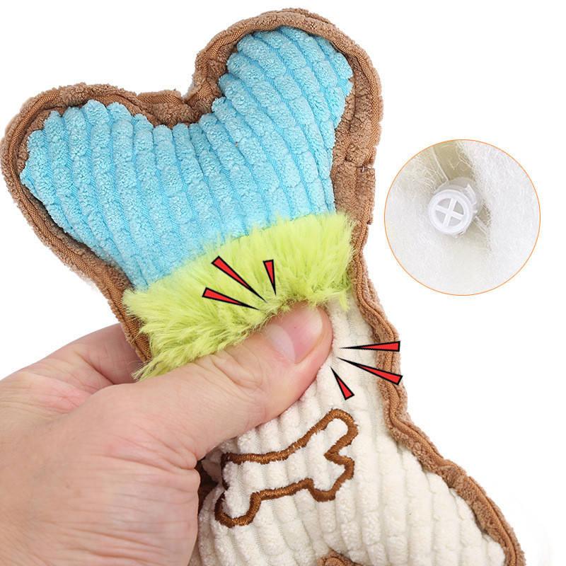 Factory Wholesale Pet Dog Bite Resistant Bone Plush Squeaky Interactive Toys