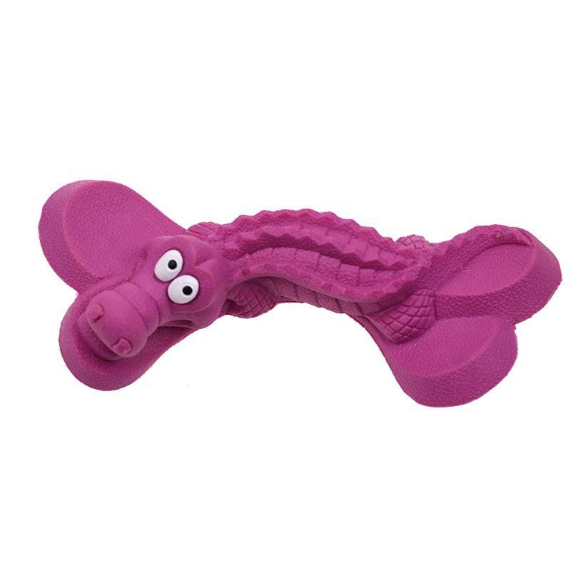 New Design Crocodile Shaped Soft Natural Rubber Dog Chew Toy