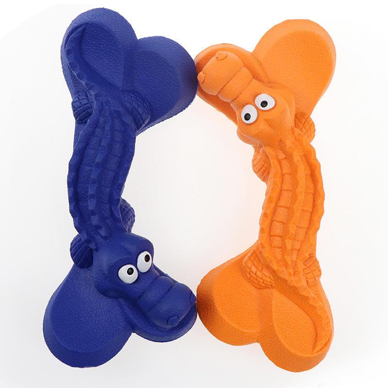 New Design Crocodile Shaped Soft Natural Rubber Dog Chew Toy