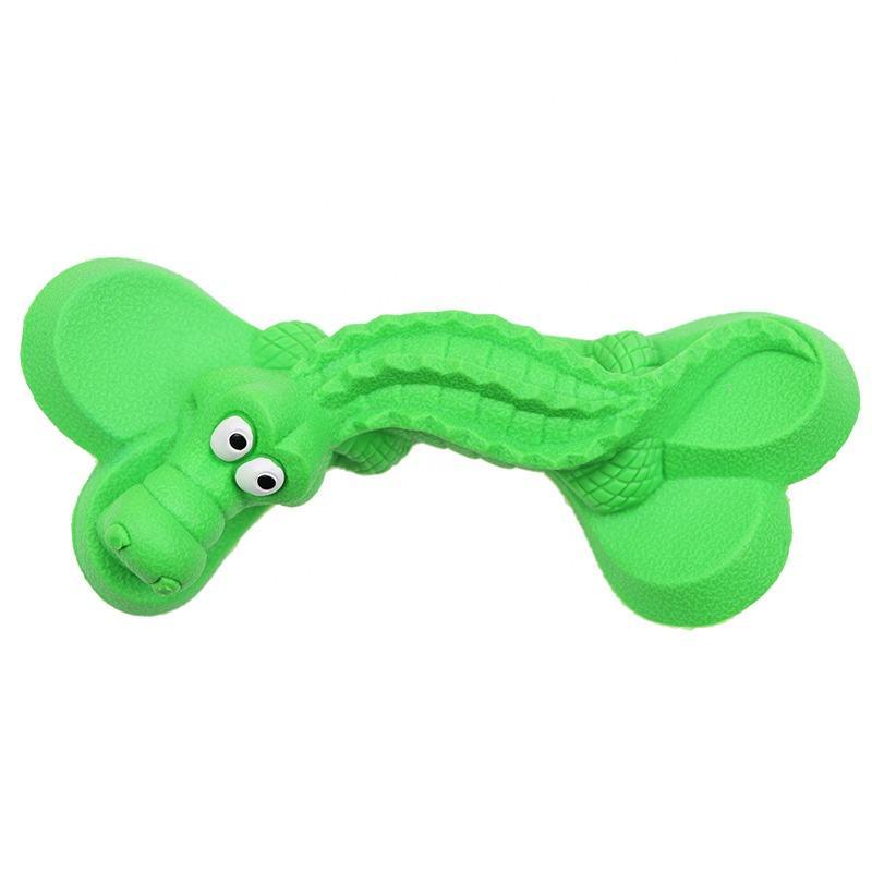 New Design Crocodile Shaped Soft Natural Rubber Dog Chew Toy