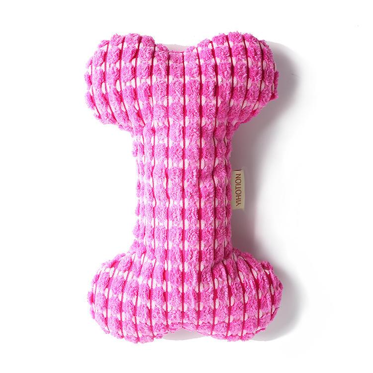 Pet Corduroy Bone Dog Chewing Toy Vocal Cleaning Training Toy Wholesale Chew Plush Toys For Dogs