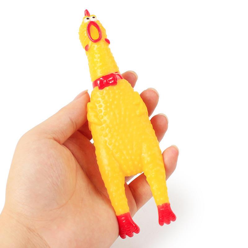 Screaming Yellow Rubber Chicken Squeaky Pet Dog Chew Toy