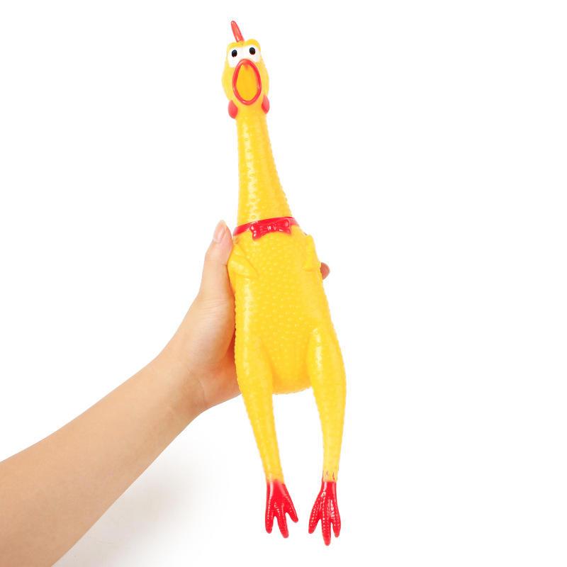 Screaming Yellow Rubber Chicken Squeaky Pet Dog Chew Toy