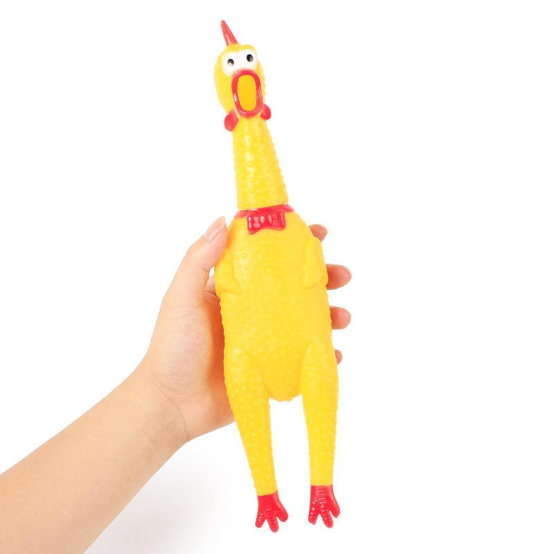 Screaming Yellow Rubber Chicken Squeaky Pet Dog Chew Toy