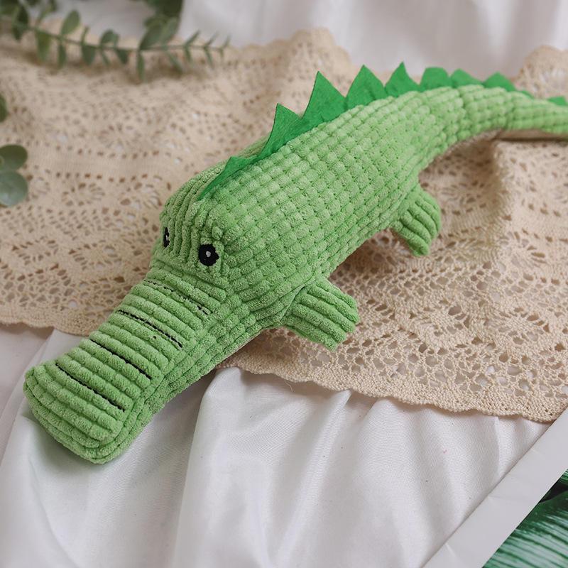 Plush Soft Crocodile Shaped Chew Bite Sound Dog Toy Wholesale