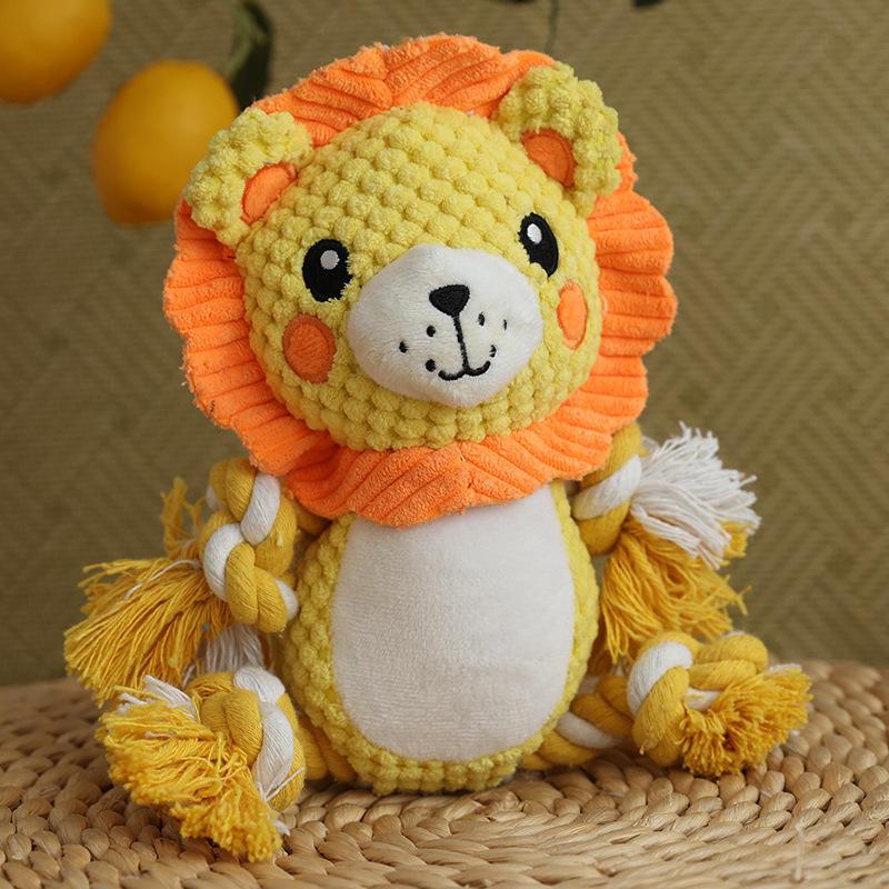 Wholesale Manufactures Pet Dog Plush Squeaky Lion Monkey Bite Toy