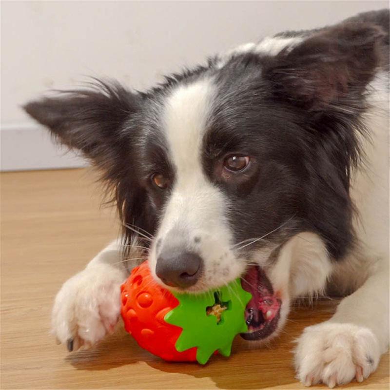 New Arrival Wholesale Pitaya Pet Toy Triangle Dog Activity Strawberry Fruit Food Leaky Food Toy