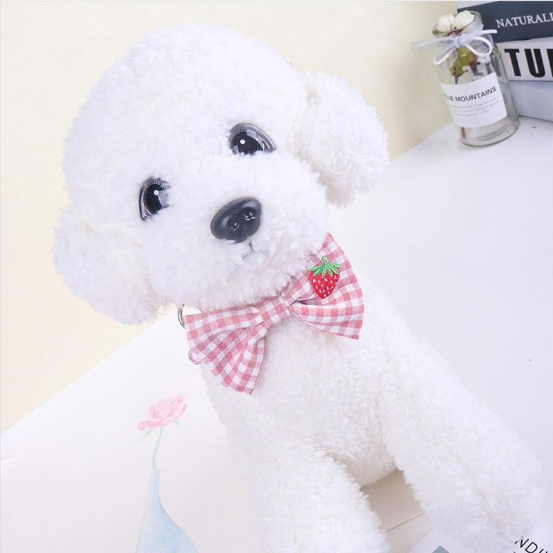 Soft Cotton Puppy Pet Collars & Leashes Personalised Pet Collar With Bow Tie