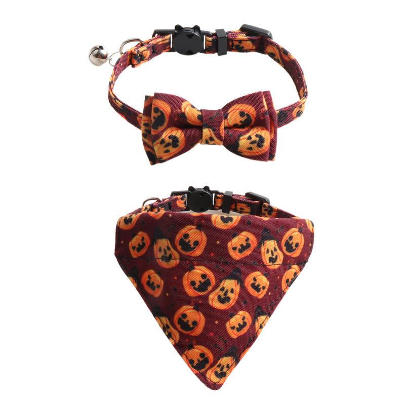 Two-piece Pet Dog Funny Collar Halloween Design Pet Dog Cat Bandanacat Bow Tie Collar