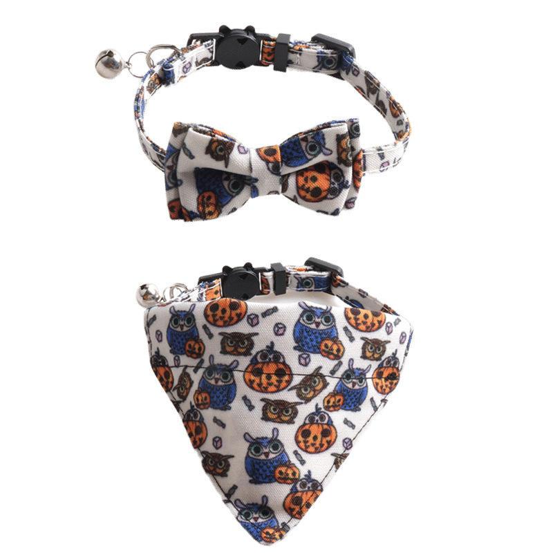 Two-piece Pet Dog Funny Collar Halloween Design Pet Dog Cat Bandanacat Bow Tie Collar